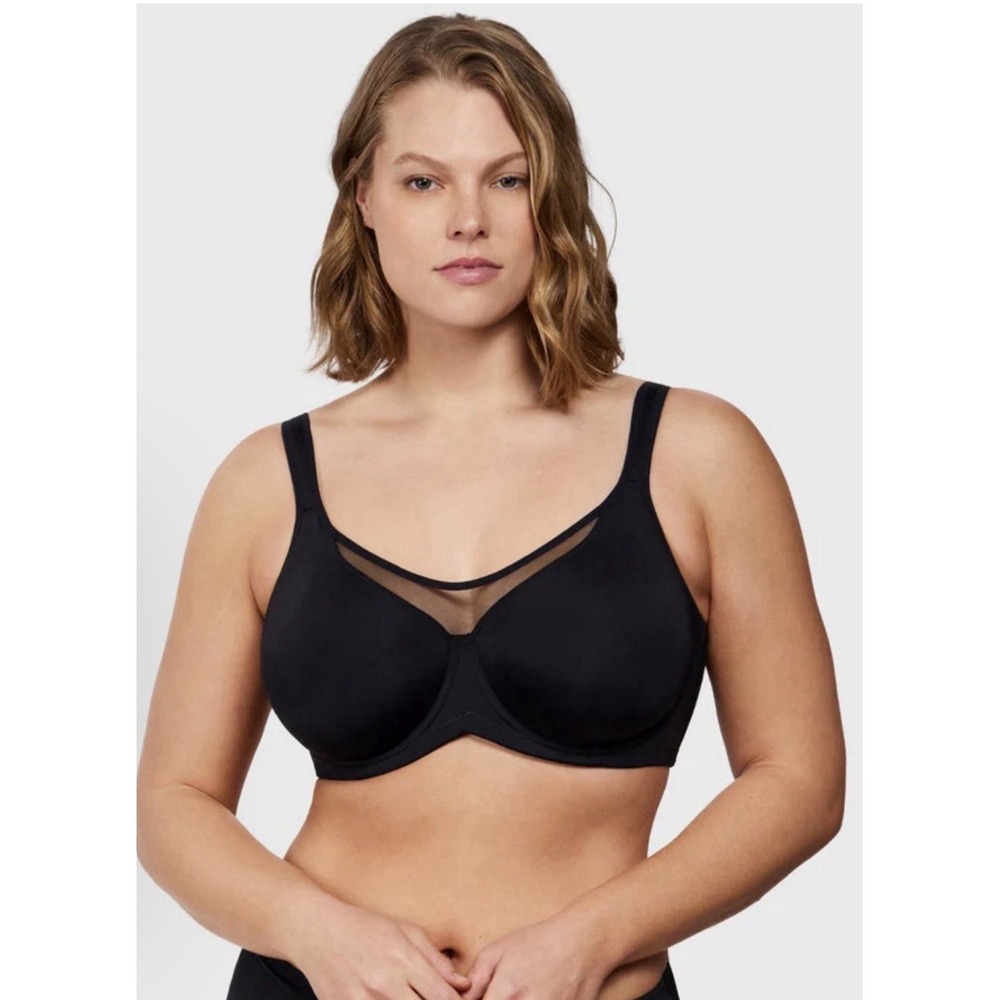 Hsia Bra 46DDD CoolComfort Smoothing Unlined Minimizer Underwire Black Bra NWT
